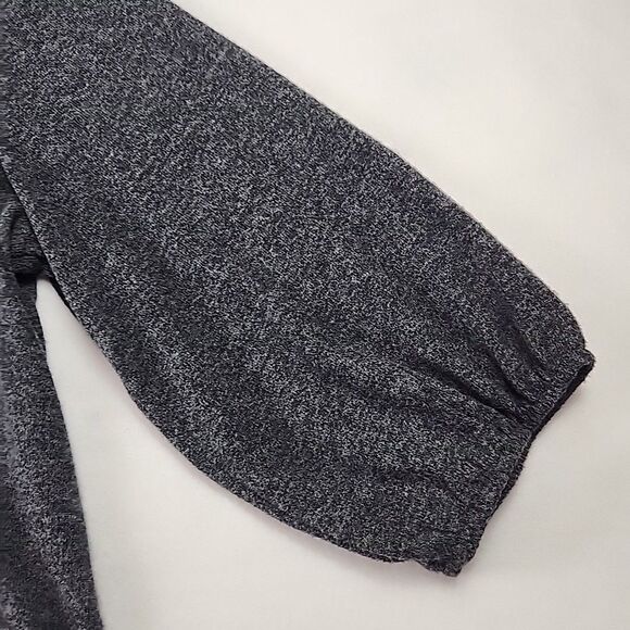 Adrienne Vittadini 2XL Grey Crystal Studded Round Neck Sweater Gathered Sleeve - Picture 5 of 9